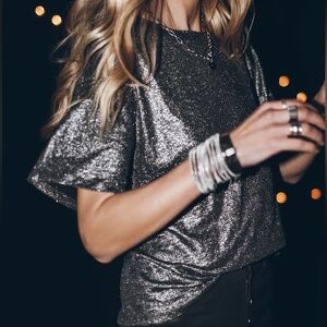 MIKUTA glitter linen base t-shirt